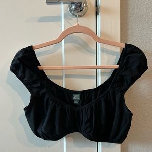 Black Off-the-shoulder Crop Top